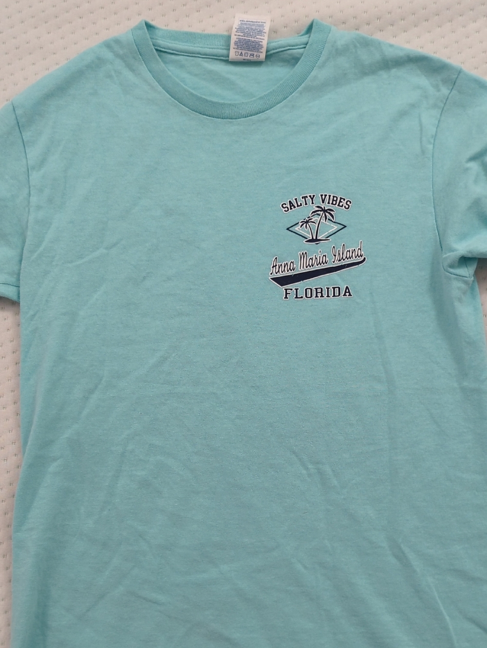 Salty Vibes Anna Maria Island Florida Graphic Tee - Light Aqua
